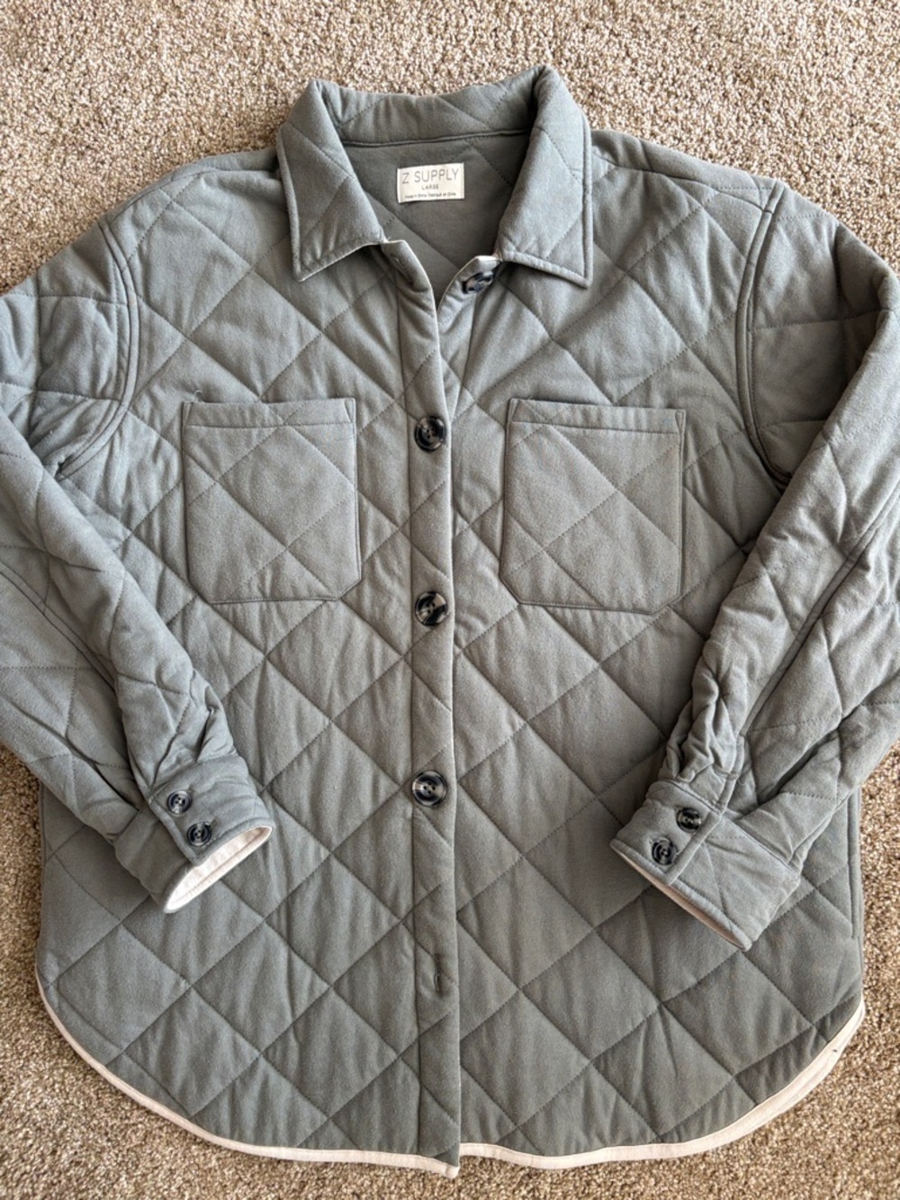 Z Supply Quilted Knit Jacket in Sage Green